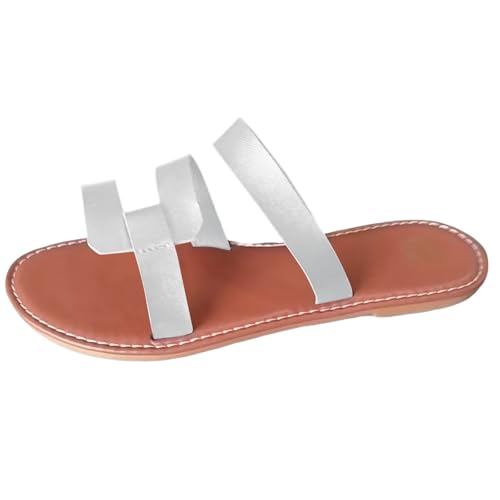 Xumilala Pantoletten Damen Flache Flip Flops Leder Mit Fussbett Elegante Frühling Sommer Hausschuhe Schuhe Orthopädische Slides Oberbekleidung im neuen Stil einzeilige Strand Sandalen Slipper von Xumilala