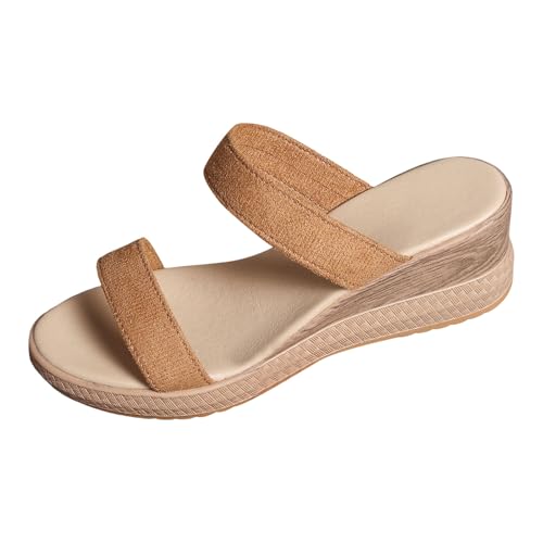 Xumilala Pantoletten Damen Flip Flops Keilsandalen Elegante Sommer Riemen Hausschuhe Schuhe Hanfseilsohle Dicker Sohle Orthopädische Slides Plateau Sandalen Plattform Slipper von Xumilala