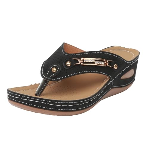 Xumilala Pantoletten Damen Flip Flops Leder Zehentrenner Elegante Sommer Hausschuhe Lässige Bequeme dicken Sohlen Schuhe Orthopädische Keilabsatz Slides Sandalen Plattform Slipper Bohemian Xumilala Pantoletten Damen Flip Flops Leder Zehentrenner Elegante Sommer Hausschuhe Lässige Bequeme dicken Sohlen Schuhe Orthopädische Keilabsatz Slides Sandalen Plattform Slipper Bohemian von Xumilala