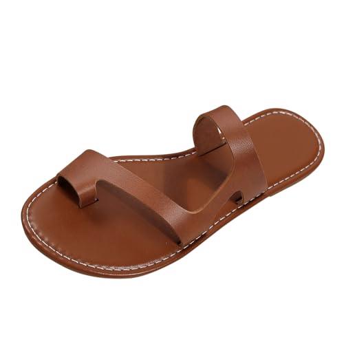 Xumilala Pantoletten Damen Flip Flops runder Spitze und Clip-On Elegante Sommer Hausschuhe Schuhe Orthopädische zum Tragen von Retro Slides Flache Strand Sandalen Slipper 2025 von Xumilala