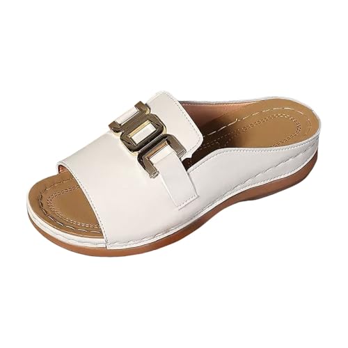Xumilala Pantoletten Damen Lässige Einfarbige Runde Metallkette Flip Flops Leder lässiger Oberbekleidung Sommer Hausschuhe Schuhe Orthopädische Keilabsatz Slides Strand Sandalen Plattform Slipper Xumilala Pantoletten Damen Lässige Einfarbige Runde Metallkette Flip Flops Leder lässiger Oberbekleidung Sommer Hausschuhe Schuhe Orthopädische Keilabsatz Slides Strand Sandalen Plattform Slipper von Xumilala
