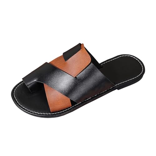 Xumilala Pantoletten Damen Lässige Flip Flops flacher Sohle in großen Größen neue Farblich Passende Bequeme Ein-Wort-Fischmaul Elegante Sommer Hausschuhe Schuhe Slides Sandalen Slipper von Xumilala