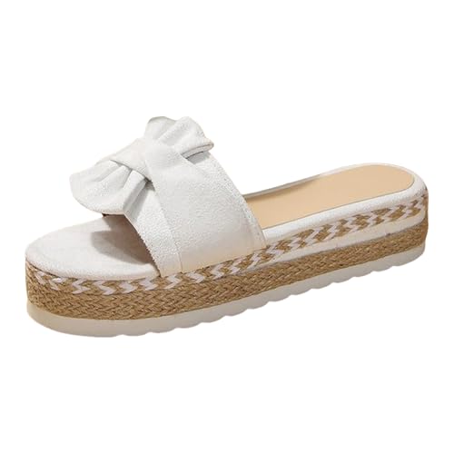 Xumilala Plateau Damen Dicker Sohle Flip Flops Freien Elegante Sommer Hausschuhe Schuhe offenem Absatz und Fischmaul einem Riemen Slides Körpergröße erhöhen Wildleder Strand Sandalen Plattform Slipper von Xumilala