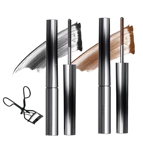 3D Curling Eyelash Iron Mascara, Verlängernde Und Voluminöse Tubing-Mascara, Wasserfest Und Wischfest, Geeignet für Alle Typen (Braun+Schwarz) von Xuminny