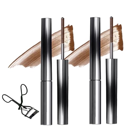 3D Curling Eyelash Iron Mascara, Verlängernde Und Voluminöse Tubing-Mascara, Wasserfest Und Wischfest, Geeignet für Alle Typen (Braun 2 Stück) von Xuminny