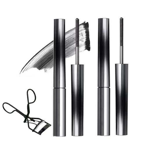 3D Curling Eyelash Iron Mascara, Verlängernde Und Voluminöse Tubing-Mascara, Wasserfest Und Wischfest, Geeignet für Alle Typen (Schwarz 2 Stück) von Xuminny
