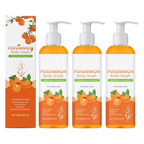 Persimmon Body Wash, Kaki-Seife Duschgel für Frauen, Aufhellendes Körperreinigungs Duschgel, Reinigend und Feuchtigkeitsspendend, Geeignet für Alle Hauttypen (3) von Xuminny