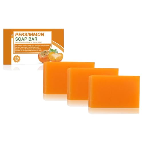 Persimmon Soap für Körpergeruch Beseitigung, Handgemachte Kaki-Körperwaschseife, Badeseife gegen Altersgeruch, Geeignet für Männer Und Frauen (3) von Xuminny