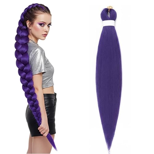 Purple Hair Extensions for Braids, Lila Haare zum Einflechten, Kunsthaar für Zöpfe, Long Purple Braiding Hair Extensions für Frauen für Bühnenkostüme Cosplay (B) von Xuminny