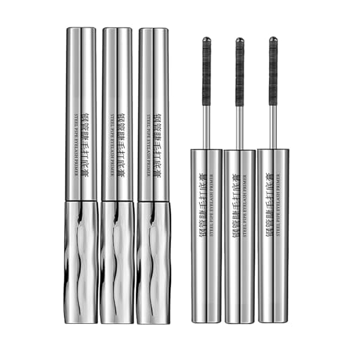 Small Steel Tube Mascara, Curling Iron Wand Mascara mit Bürstenkopf, Wasserfeste Langanhaltende Lockenform, für Längere Und Dichtere Wimpern (3 Stück) von Xuminny