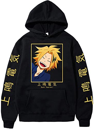 Herren Denki Kaminari Cosplay Hoodie Anime Denki Kostüm Pullover Jacke, Schwarz, Large Herren Denki Kaminari Cosplay Hoodie Anime Denki Kostüm Pullover Jacke, Schwarz, Large von Xuminvty