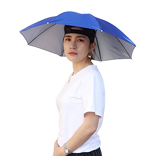 Xummy Faltbarer Sonnenschirm Hut, Angeln Regenschirm Hat,Kopfregenschirm-Hut mit Kopfband,Regenschirmhut für Golf Radfahren Angeln Gartenarbeit von Xummy