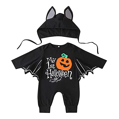 Xumplo Meine erste Halloween neugeborenen Jungen Mädchen Fledermäuse Kleidung Set Baby lange Ärmel Bodysuit Strampler Outfit 0-6 Monate von Xumplo