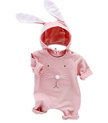 Xumplo Baby Mädchen Ostern Outfits Hase Onesie Mein erstes Ostern Strampler Kleinkind Neugeborenes Overall Kleidung mit Hasenmütze 6-9 Monate von Xumplo