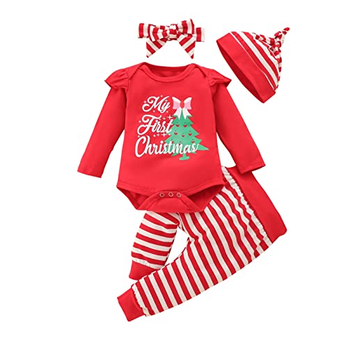 Xumplo Baby Mädchen Erste Weihnachten Kleidung Baby Xmas Outfit Niedliche Bodysuit für Kleinkind Mädchen Kleidung Set 3-6 Monate Rot von Xumplo
