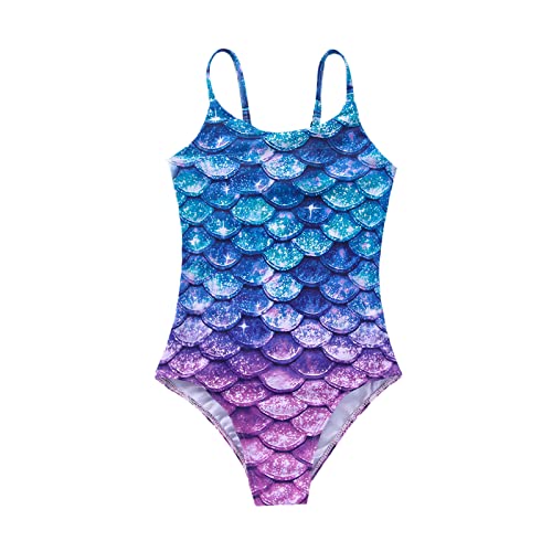 Xumplo Badeanzug für Mädchen, einteiliger Meerjungfrau-Badeanzug, Schulterfreier Strandbadeanzug für Kinder von 6—7 Jahren von Xumplo