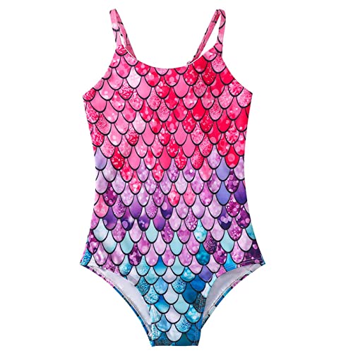 Xumplo Girls Swimming Costume One Piece Swimsuit Kids Bathing Suit Mermaid Swimwear Age 6-7 Years von Xumplo