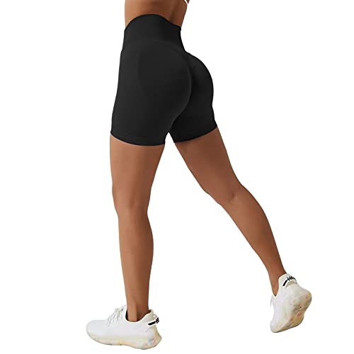 Scrunch Bums Amplity Shorts Gym Shorts für Frauen Nahtlos Hohe Taille Radhose Ruched Booty Butt Lifting Shorts für Workout,Yoga,Fahrrad,Biker, Schwarz, M/L von Xunerloy