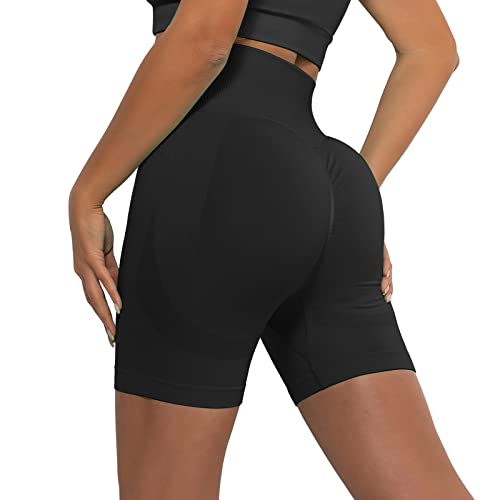 Xunerloy Scrunch Butt Radlerhose Damen Sport Gym Shorts Seamless Kurze Sporthose Leggins Kurz High Waist Blickdicht für Biker Yoga Fitness Contour Schwarz - M von Xunerloy