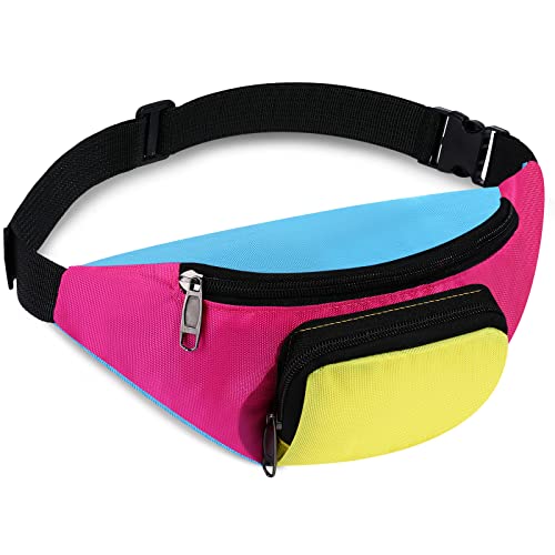 Xuniea Neon-Bauchtasche, 80er Jahre, Retro, 2 Fächer, Gürteltaschen, 90er Jahre, Kostüme für Damen, Herren, Hüfttaschen für Urlaub, Festival, Motto, Halloween-Party, 30 x 13 cm (11.81 x 5.12 inches) von Xuniea