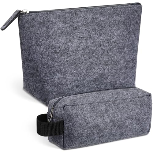 Xuniea 2 Stück Filz Rohling Kulturbeutel zum Beplotten Federmäppchen mit Reißverschluss Reise Rohling Kosmetiktasche Multifunktion Filztasche für Damen Muttertag Valentinstag(Grau) von Xuniea