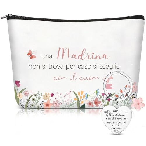 Xuniea 2er-Set Geschenk für Patentante 1 Kosmetiktasche mit Blumenmuster und 1 Schlüsselanhänger Geschenk für Die Patin zur Taufe Bestätigung Frau Muttertag Geburtstag Weihnachten Xuniea 2er-Set Geschenk für Patentante 1 Kosmetiktasche mit Blumenmuster und 1 Schlüsselanhänger Geschenk für Die Patin zur Taufe Bestätigung Frau Muttertag Geburtstag Weihnachten von Xuniea