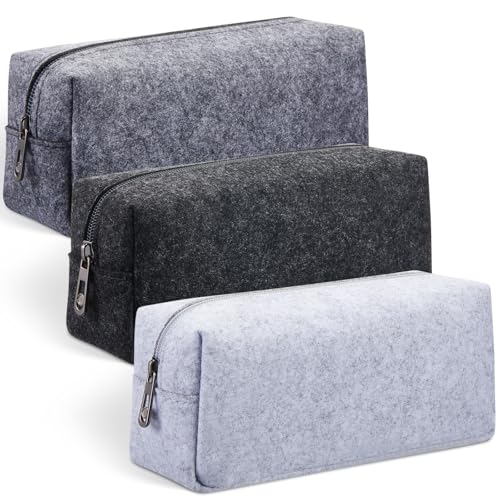 Xuniea 3 Stück Mäppchen Aesthetic Filz Kosmetiktasche Kleines Mäppchen Filztasche Federmäppchen Aesthetic Federtasche mit Praktischem Reißverschluss Etui Stifte fur Mädchen Teenager von Xuniea