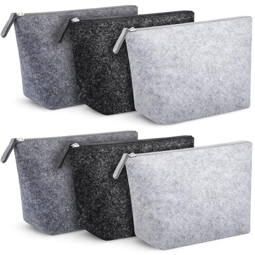 Xuniea 6 Stück Filz Rohling Kosmetiktasche Filztasche zum Beplotten mit Reißverschluss Reise Rohlinge Kulturtasche Filz Make Up Tasche für Weihnachten Muttertag Damen Kollegen Familie von Xuniea