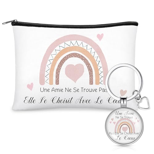 Xuniea Geschenk für Die Beste Freundin Schlüsselanhänger für Freundin Freundschafts-Make-Up-Tasche Schlüsselanhänger mit Text Tragbarer Kulturbeutel mit Reißverschluss Kosmetiktasche von Xuniea