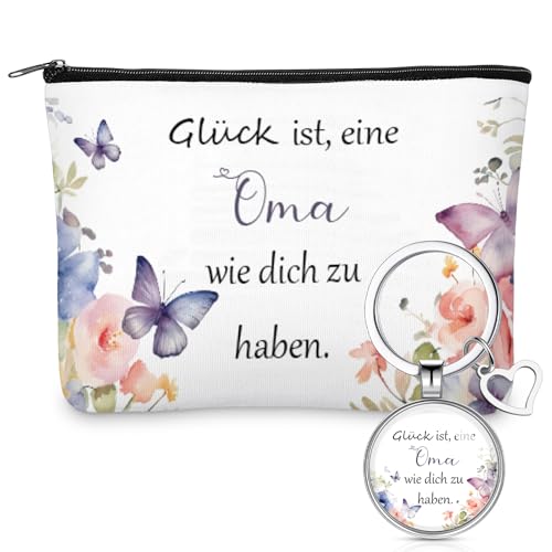 Xuniea Oma Geschenk inklusive 1 Stück Kosmetiktasche und 1 Stück Schlüsselanhänger für Beste Oma Geschenke für Großmutter Weihnachten Geburtstag Muttertag von Xuniea