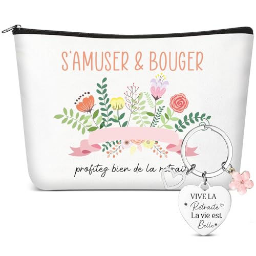 Xuniea Geschenkset zum Ruhestand für Frauen - Reisen Kosmetiktaschen und Schlüsselanhänger, Blumendesign, Praktisches Geschenk für Kollegin, Lehrerin oder Ehefrau von Xuniea