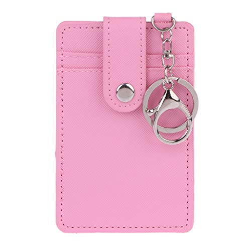 Chyuan Portable ID Kartenhalter, Bus Karten Abdeckung Fall Büro Arbeit Keychain Keyring Tool Pink 7.3x11cm von Chyuan