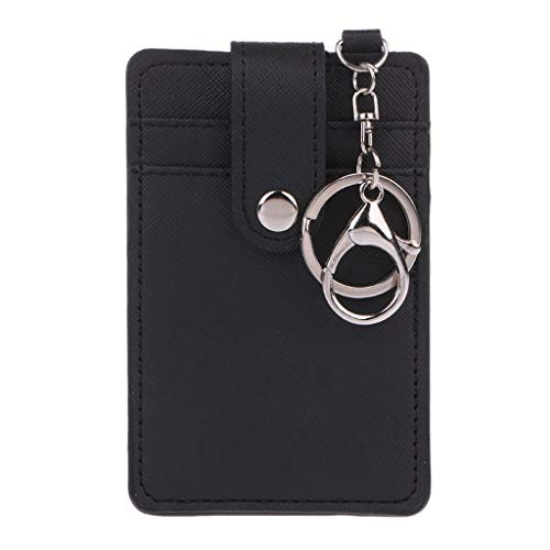 Xuniu Portable ID Kartenhalter, Bus Karten Abdeckung Fall Büro Arbeit Keychain Keyring Tool Schwarz 7.3x11cm von Xuniu