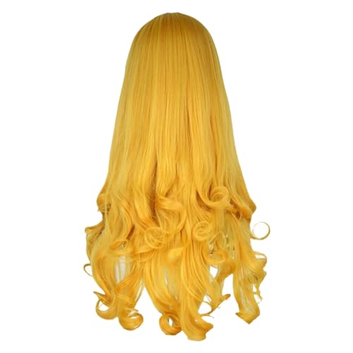 Xuodawer Anime DornröSchen Prinzessin PerüCke Damen Langes Gelbes Haar Cosplay KostüM Halloween PerüCken Langes Lockiges Haar von Xuodawer