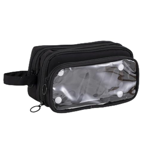 Federmäppchen mit Fächern, multifunktionale, abnehmbare Organizer-Tasche, Federmäppchen, Schreibwarentasche, Kosmetiktasche für Damen (B-Schwarz) von Xusdamyj