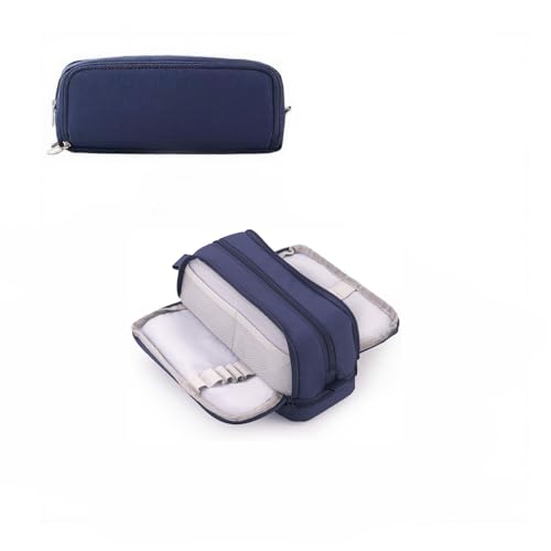 Federmäppchen mit Fächern, multifunktionale, abnehmbare Organizer-Tasche, Stifteetui, Schreibwarentasche, Make-up-Tasche, Kosmetiktasche für Damen (A-Dunkelblau) von Xusdamyj