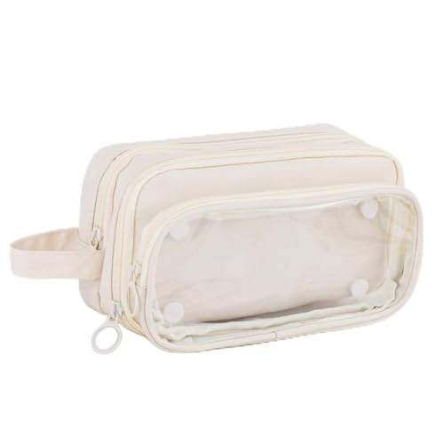 Federmäppchen mit Fächern, multifunktionale, abnehmbare Organizer-Tasche mit großem Fassungsvermögen, Federmäppchen, Schreibwarentasche, Schminktasche, Kosmetiktasche für Damen (B-Beige) von Xusdamyj