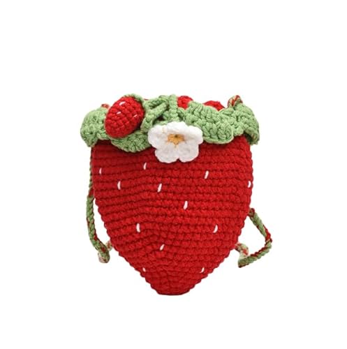 Xusdamyj Erdbeere Häkeltasche Gestrickte Handtasche Schultertasche Süß, Obst Sommer Strand, Winter Crossbody Taschen von Xusdamyj