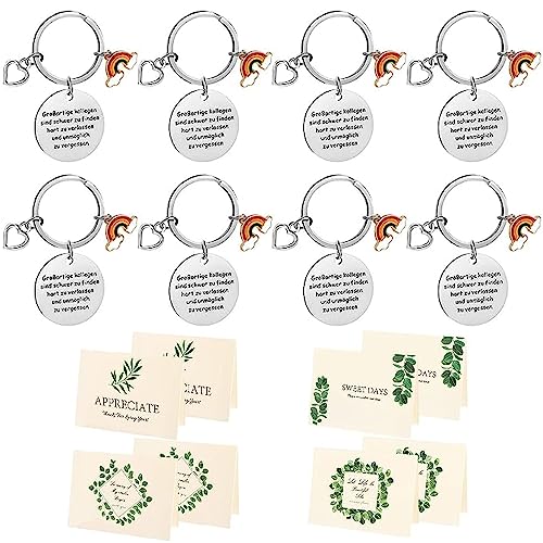 Xusxes 8 Stück Schlüsselanhänger Geschenk Kollegin,Jobwechsel Schlüsselanhänger,Abschiedsgeschenk Mit,Grußkarte Geschenk Für Abschied Kollegin,Für Abschied Ruhestand Geburtstag Weihnachten von Xusxes