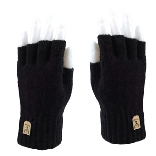 Xusxes Fingerlose Warme Strickhandschuhe, Thermisch Fingerlose Handschuhe, ohne Fingerkuppen Strickhandschuhe, Kaschmir Handschuhe, für Herren und Damen Arbeits Autofahren Outdoor Sport von Xusxes