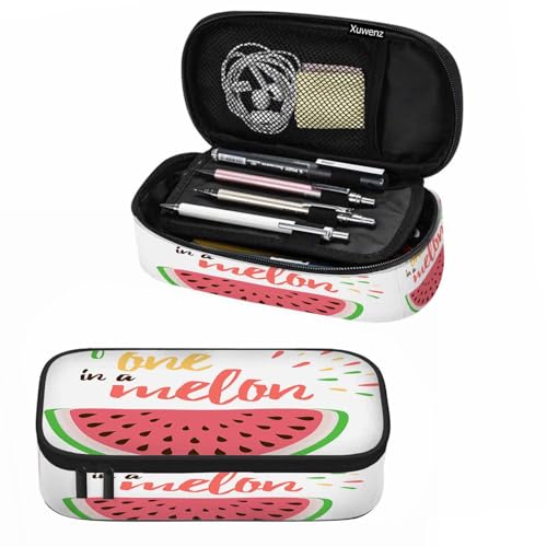 Xuwenz Federmäppchen mit Wassermelonen-Motiv "You Are One In A Melone", süße Sommerfrucht, Stiftemarker, Beutel, Organizer, für Büroangestellte von Xuwenz