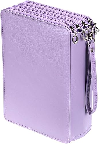 Xuxuejing 200 Farbiges Federmäppchen für Profi- oder Amateurzeichner aus PU-Leder (lila) ohne Bleistift, metallisch, Strapazierfähig von Xuxuejing