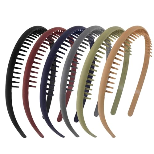 Xuzhengyang 6 Stück Set Damen Kunststoff Zahn Stirnbänder Mehrfarbig Anti-Rutsch Zahnkamm Stirnbänder Haarbänder Weiche Haarschmuck von Xuzhengyang