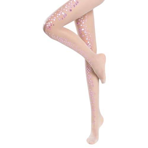 Xvbhaq Strumpfhose Damen, Hautfarbe, Meerjungfrau Strümpfe, Feinstrumpfhose, mit Glitzer Fischschuppen (Rosenrot) von Xvbhaq