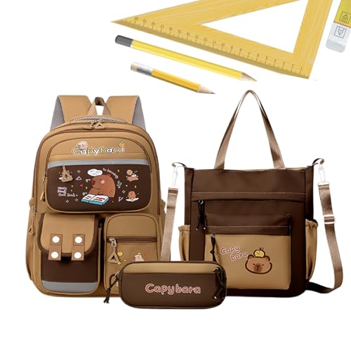 Xvilmaun Capybara Schulrucksack – Reflektierender großer süßer ästhetischer Rucksack | Große Kapazität Schultertasche Federmäppchen für Collage Student Liebhaber Picknick Geburtstag Weihnachten, a von Xvilmaun