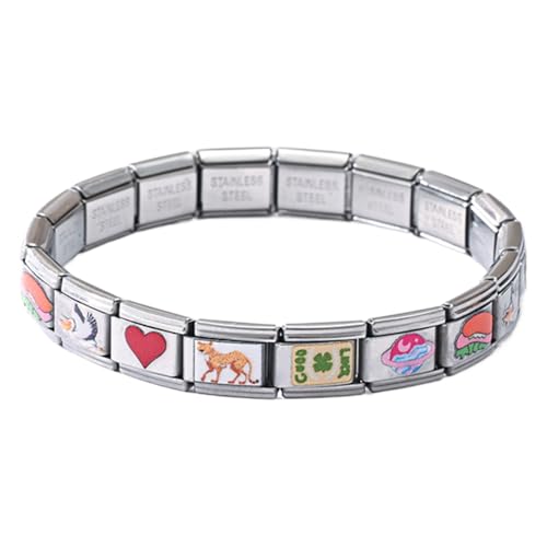 Xvilmaun Italienisches Modulares Charm Armband - Edelstahl Handgefertigtes Handgelenksarmband für Mädchen - Elegantes Schmuckaccessoire für Bankett Cocktail-Party Dating Reisen Hochzeitsfeier und von Xvilmaun