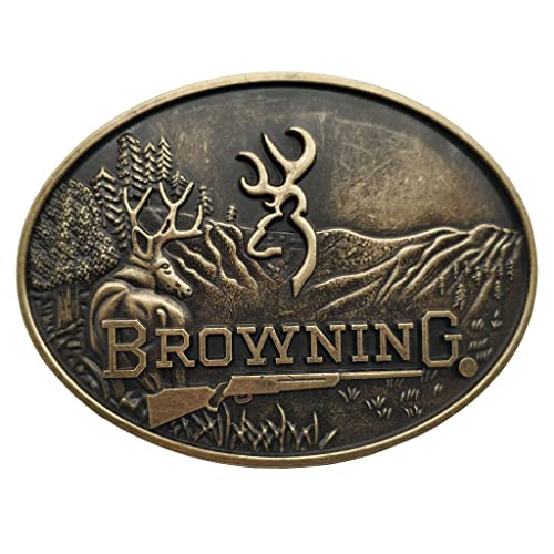 Xwest Buckmark Gürtelschnalle Hirsch Land Jagd Angeln - Braun - 4 cm von Xwest