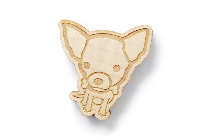 Anpassbare Kleine Chihuahua Hund Holzbrosche - Niedlich Gravierter Und Lasergeschnittener Welpe, 3 Holzfarben Zur Auswahl Anpassbare Kleine Chihuahua Hund Holzbrosche - Niedlich Gravierter Und Lasergeschnittener Welpe, 3 Holzfarben Zur Auswahl von XxGalleryDesign