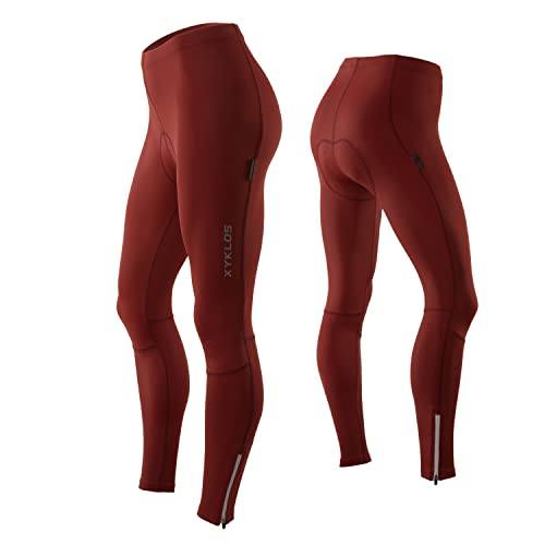Xyklos® - Fahrradhose Damen lang Rot (S) – Sportlich,Stylisch und Bequeme Radhose Damen – Gut Aussehen und aktiv Sein Radlerhose Damen – Vermeide Schmerzen Fahrradhose Damen mit Sitzpolsterung von Xyklos