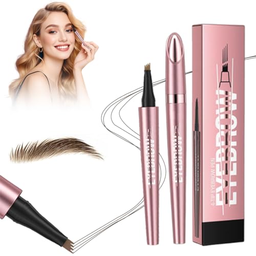 Magischer Augenbrauenstift, mit 4 Mikrogabelspitzen, 3D Augenbrauenstift, Long-Lasting Creates Effortless Natural Looking Brows, für einfaches Zeichnen natürlicher Augenbrauen (Hellbraun) von Xynqura